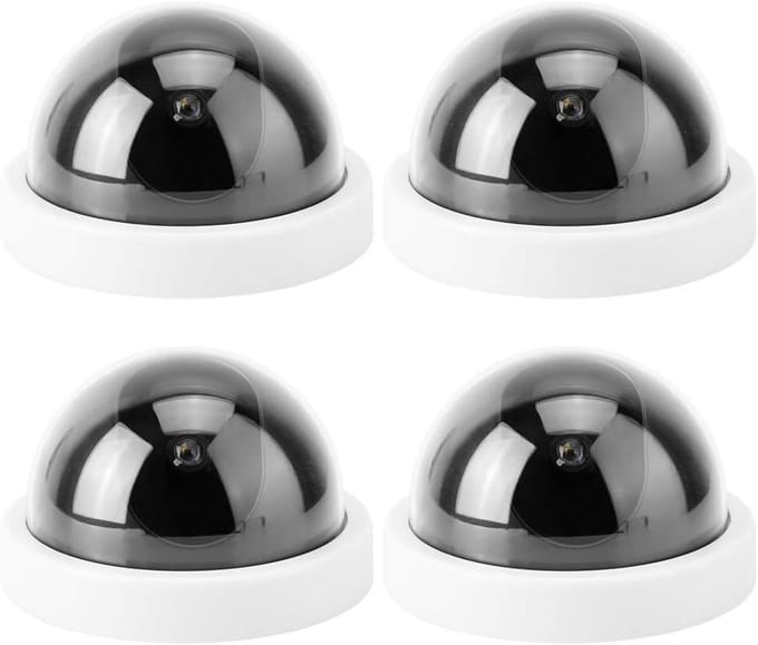 4 Stuks Dome Beveiligingscamera Set met Knipperende LED Imitatie CCTV