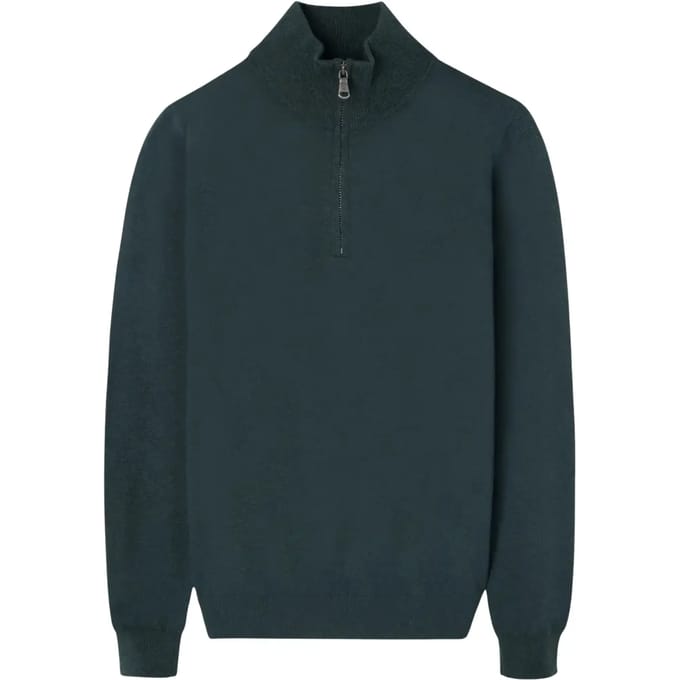 Hoge col 1/4 zip in gemêleerde wol Silbon