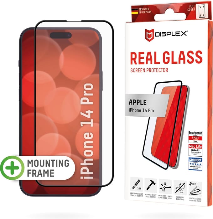 Displex Real Glass Full Cover Screenprotector geschikt voor iPhone 14 Pro - Transparant