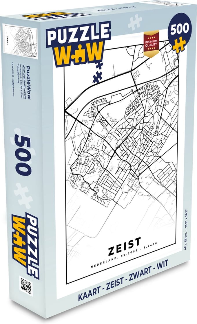 Puzzel Kaart - Zeist - Zwart - Wit - Legpuzzel - Puzzel 500 stukjes