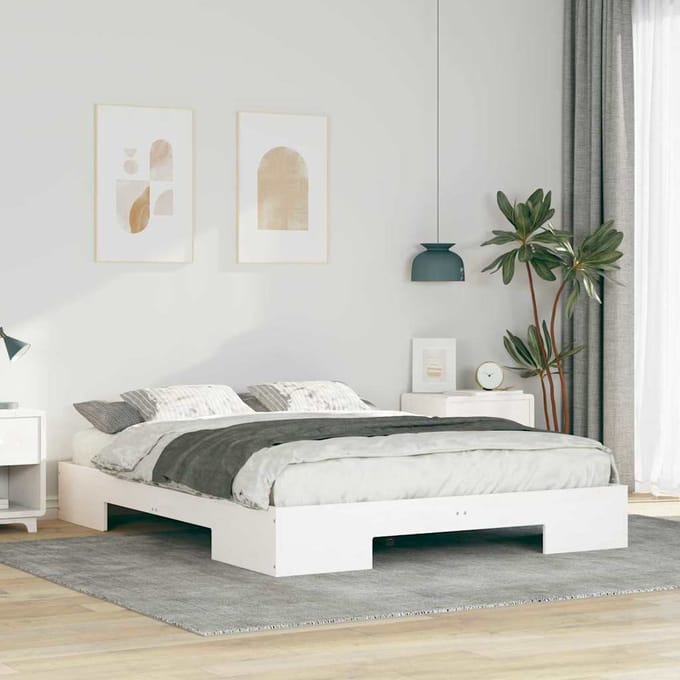 vidaXL - Bedframe - Wit - 150 - x - 200 - cm