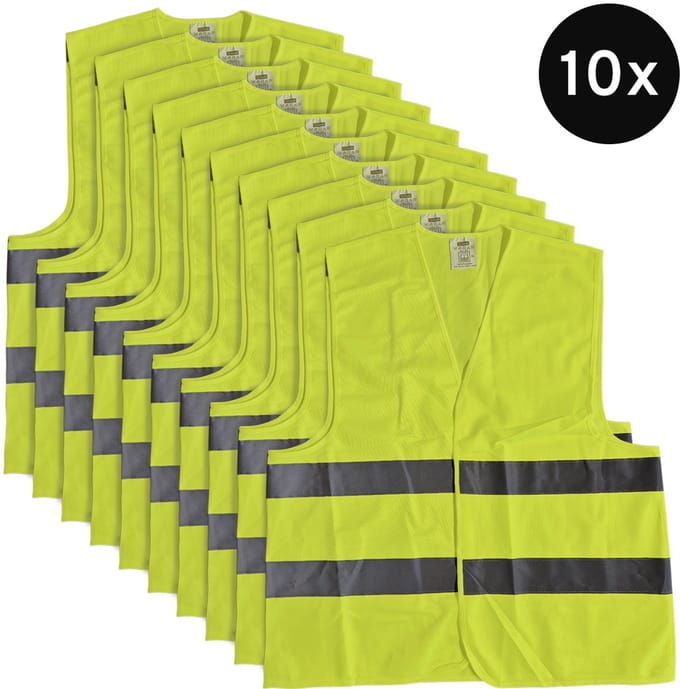 Mexxo Veiligheidshesje geel - set van 10 - one size - reflecterend - 100% polyester