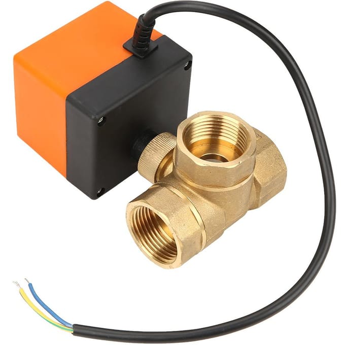 DN25 G1 Messing 3-weg gemotoriseerde kogel elektrische klep voor airconditioner DC24V