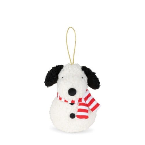 Snoopy teddy kersthanger, formaat 10 cm, sneeuwpop