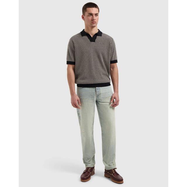 Pure Path Knitted Polo Ladder Stitch Black (26010807 - 02)