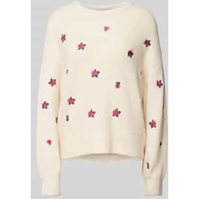 Gebreide pullover met ronde hals, model 'FLEUR'