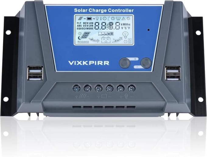 Zonne Laadregelaar - PWM Controller - Accu Beheer - Automatische Systeemdetectie - 20 x 10.3 x 4.5 cm