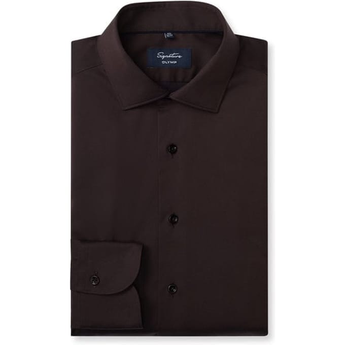 OLYMP Signature Overhemd, Tailored Fit, Signature Kent, Bruin