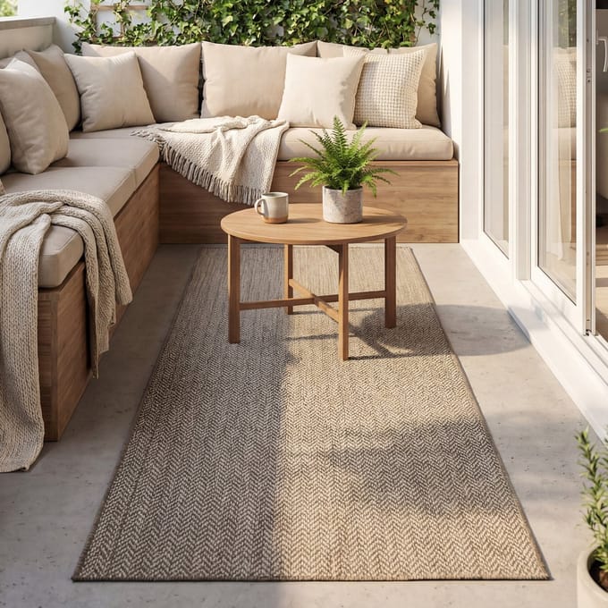 FRAAI Balkonkleed - Malta Arrow Naturel | Budgettopper! - 80x300cm