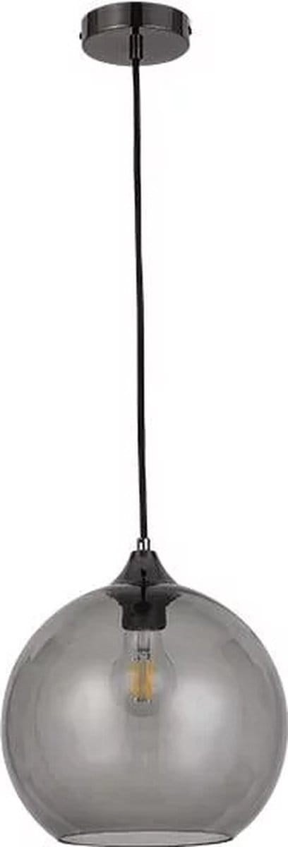 Bamled Hanglamp - Glas - Bol - Grijs - Inclusief lichtbron