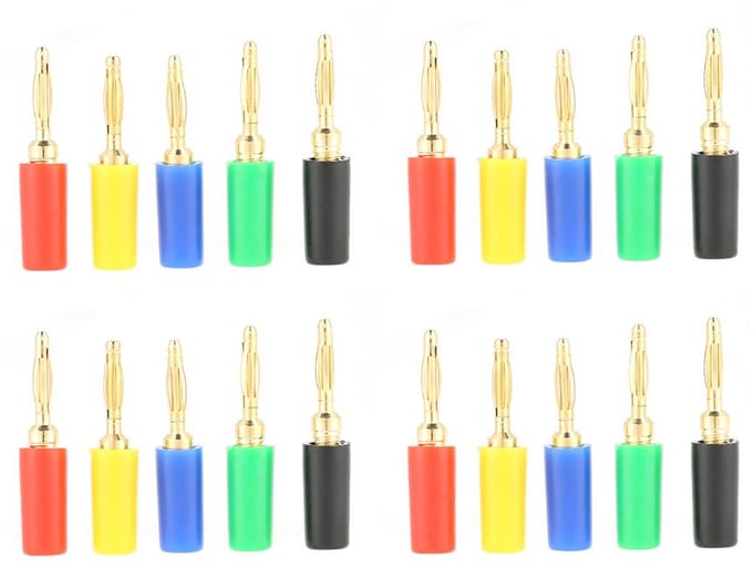 20 Stuks Banaanpluggen Set - 2mm Universele Test Aansluitingen voor Versterkers en Elektronica
