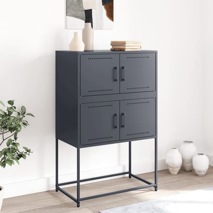 vidaXL - Dressoir - 68,5x38,5x107 - cm - staal - antracietkleurig