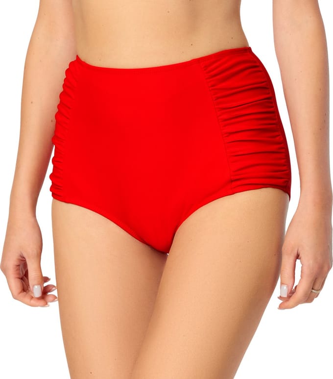 Bellivalini Dames Zwembroek - Bikinibroekje - Elastische tailleband - Polyamide & Elastaan – Rood – S - BLV-BLV50-284-SL
