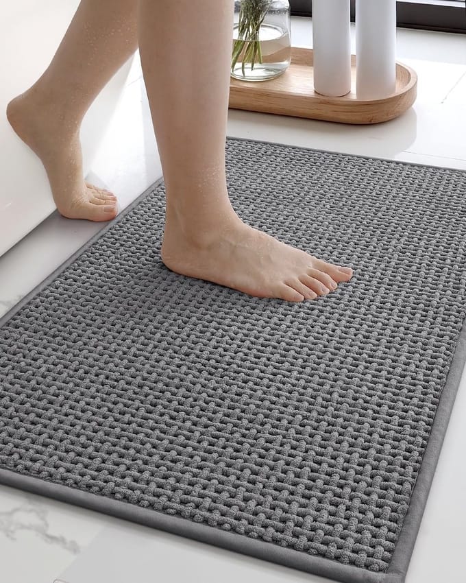 Antislip Badmat 60x90 cm Sneldrogend en Super Absorberend Donkergrijs