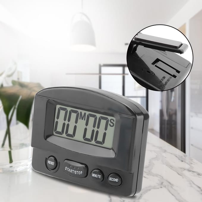 Draagbare Digitale Klok Afteltimer Groot LCD-scherm Keukengebruik (Zwart) gray