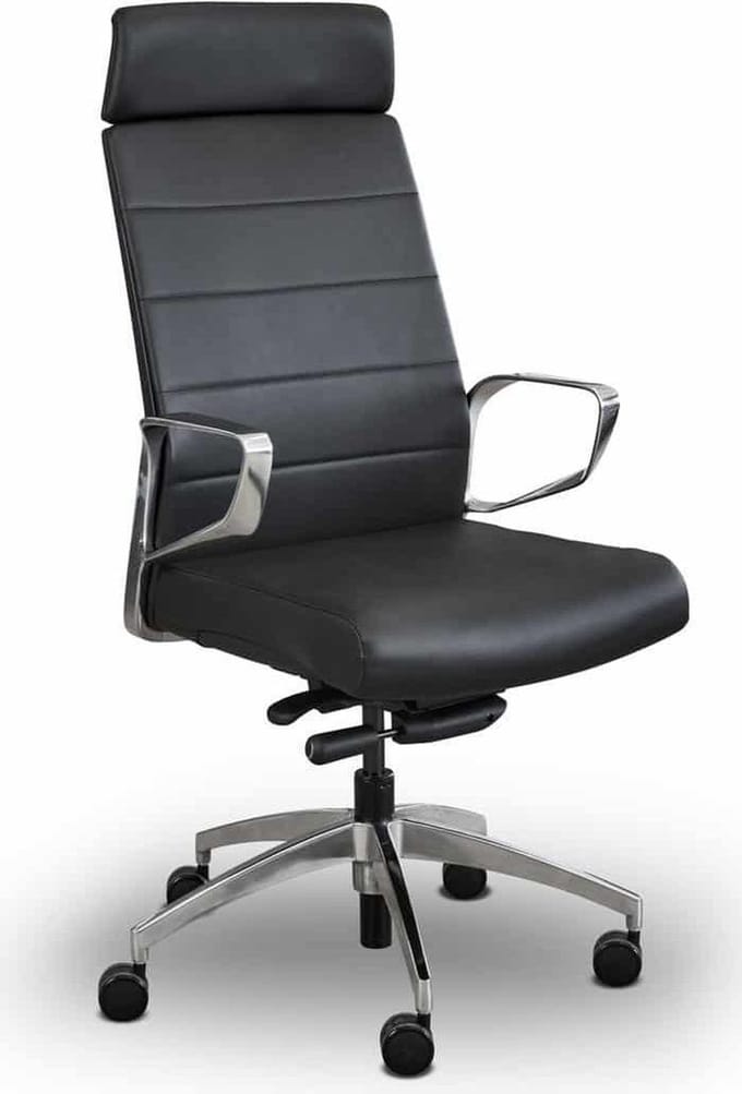 Ergonomische directiefauteuil 605 chroom/zwart van echt leder