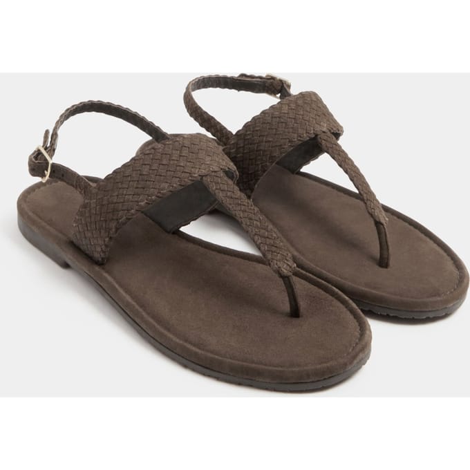 Yours Chocoladebruine Geweven Teenslippers In Extra Brede Eeepasvormsize 37EEE