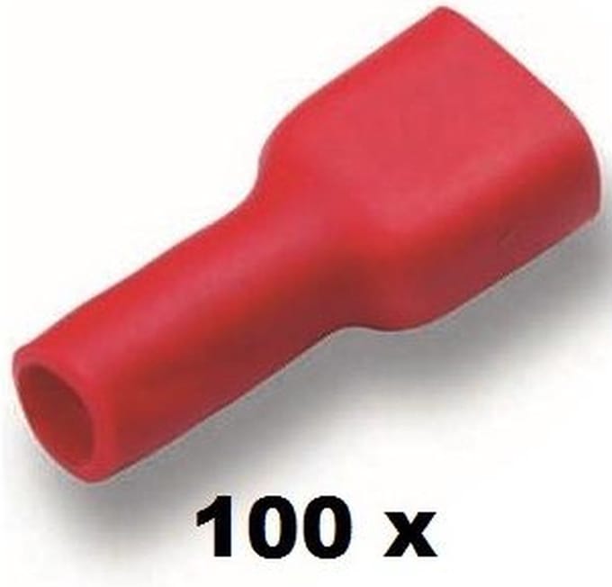 Cimco volledig geïsoleerde vlakstekerhuls 6,3x0,8mm voor 0,5-1mm² - rood per 100 stuks (180240)