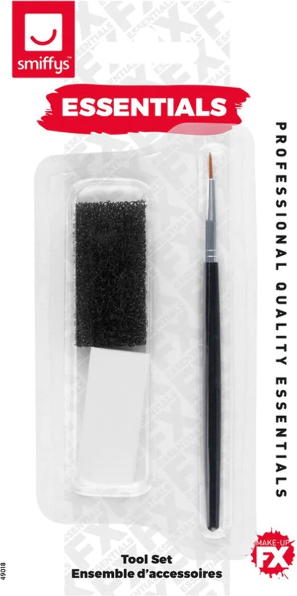 Smiffys - Cosmetic Tool Set Make-up kwast - Zwart/Wit