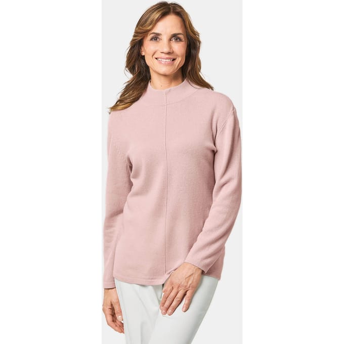 Heerlijk zachte kasjmier pullover met kraag - rosé - Gr. 22 van Goldner Fashion