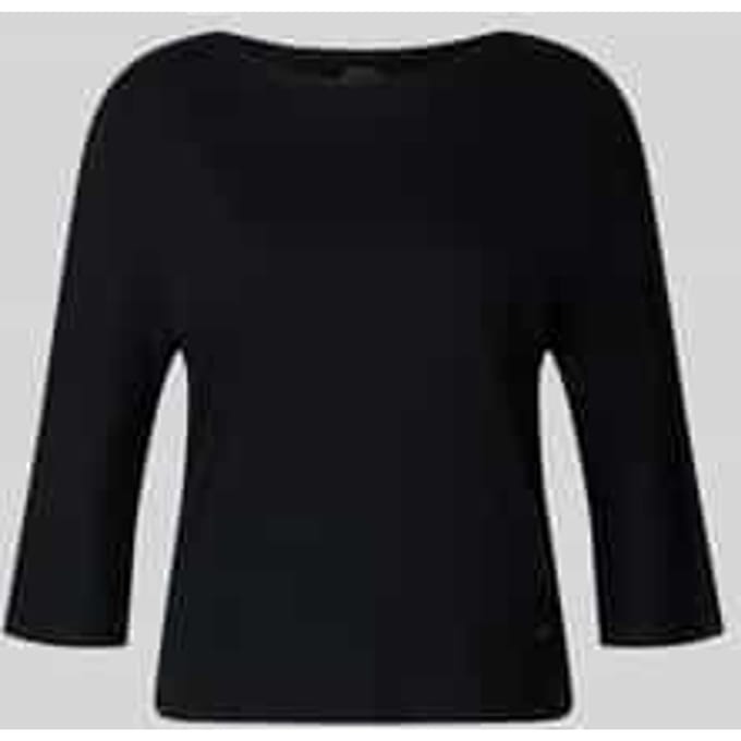 Shirt met boothals en labeldetail