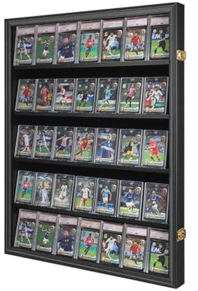 Display Case voor 35 Sportkaarten met UV-bescherming - Wandmontage en Elegant Ontwerp