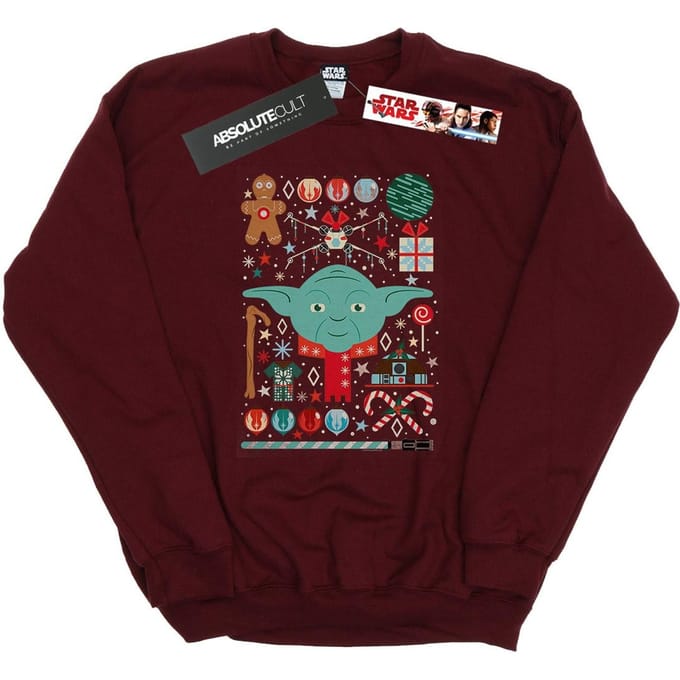 Star Wars Heren Yoda Kerst Sweatshirt (Bourgondië)