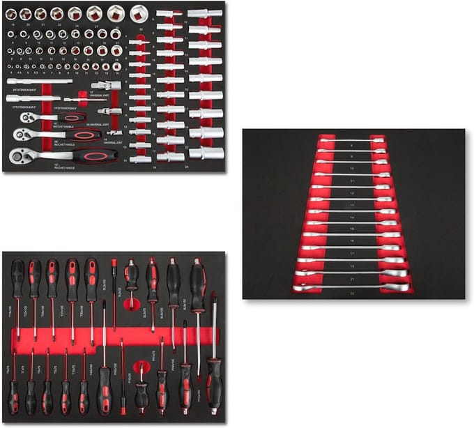 Multitool Gereedschapsset 114-delig voor Gereedschapswagen met Ergonomische Handgrepen