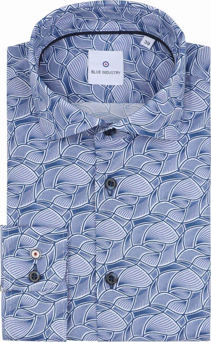 Blue Industry Overhemd Print Blauw - Maat 43 - Heren - Overhemden Formeel