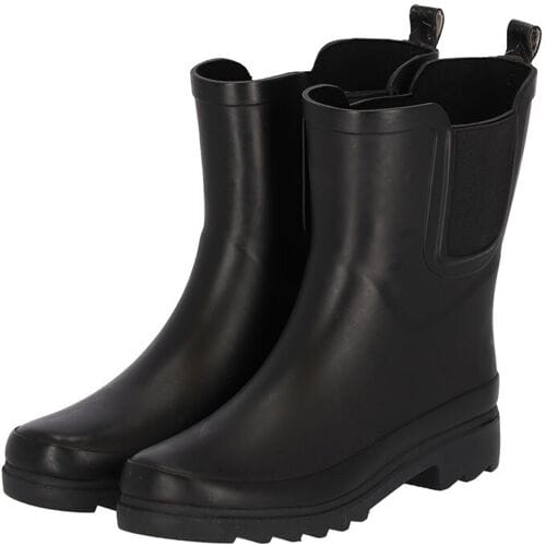 XQ Dames Regenlaarzen Rubber Plain Chelsea Zwart-40