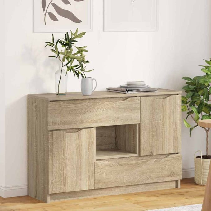 vidaXL - Dressoir - Sonoma - Eik - 100 - x - 30 - x - 65,6 - Bewerkt - hout