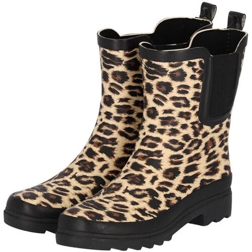 XQ Dames Regenlaarzen Rubber Printed Chelsea Panter Print-37