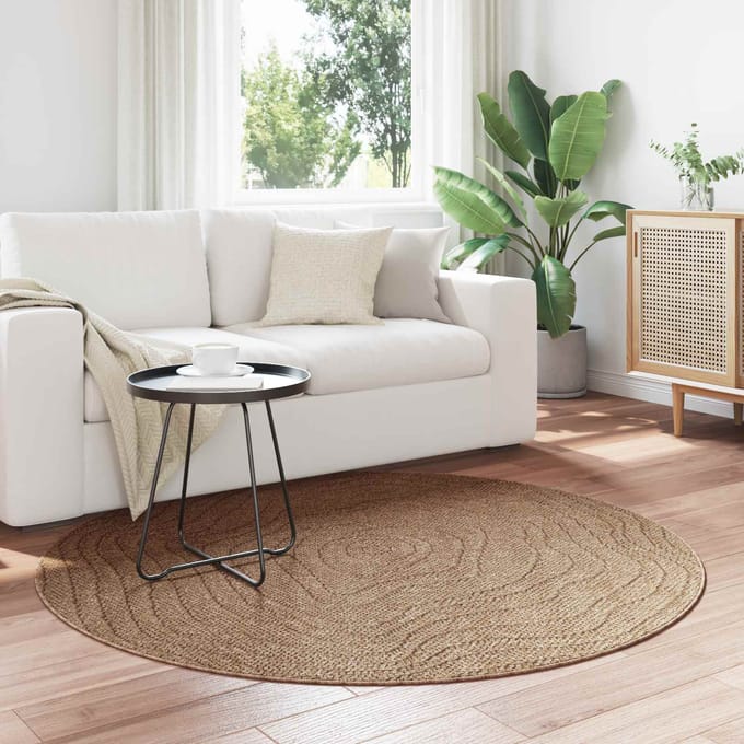 vidaXL - Binnen- - en - buitenkleed - AGIRA - Naturel - Ø - 120 - CM - Polyester