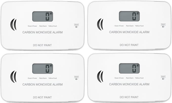 SAVS CO08 Koolmonoxidemelder 4-pack - 10 jaar sensor - LCD display - Vervangbare batterij - Voldoet aan Europese norm - CO-melder
