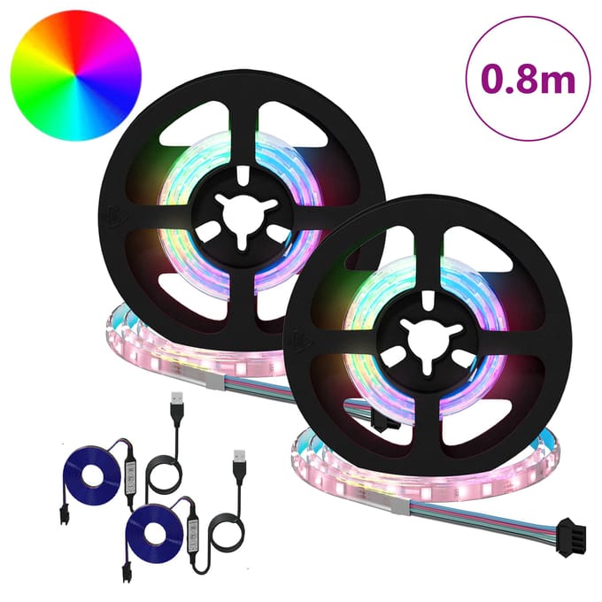 vidaXL LED-strip 2 st Zwart en transparant Koper en kunststof