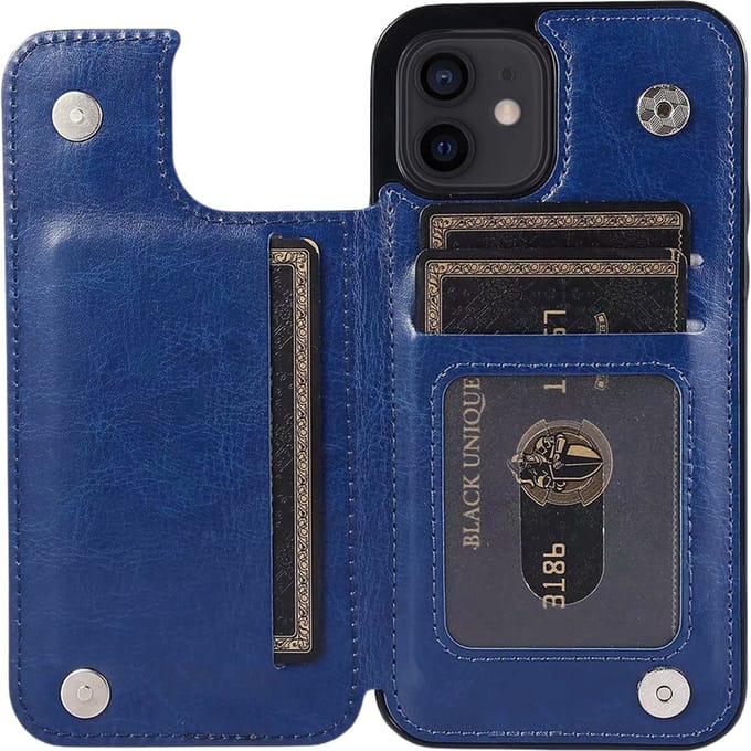 Hoesje geschikt voor iPhone 17 Pro Max - Backcover - Pasjeshouder - Portemonnee - Kunstleer - Blauw