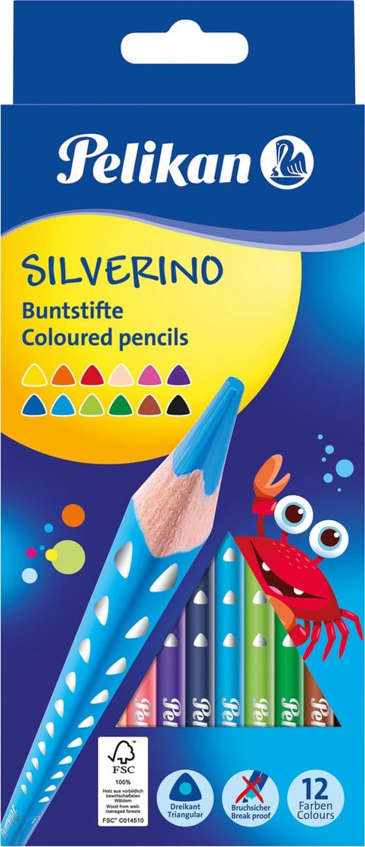 Pelikan kleurpotlood SILVERINO 3-vierkant dünn BD12LN 12Stk.