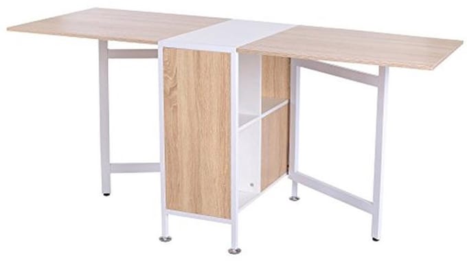 Vouwtafel met 4 vakken - Eiken en Wit 169 x 62 x 75 cm