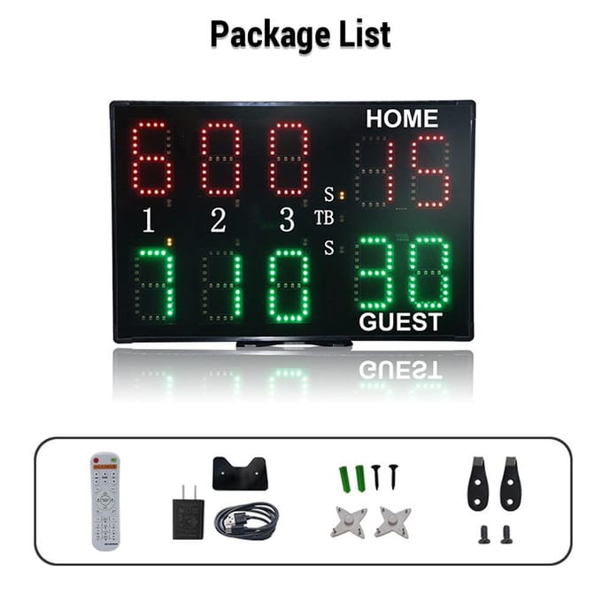 Elektronisch Scorebord met Afstandsbediening 10-Cijferig Professioneel Tennis Scorebord Lichtgewicht en EU Plug black