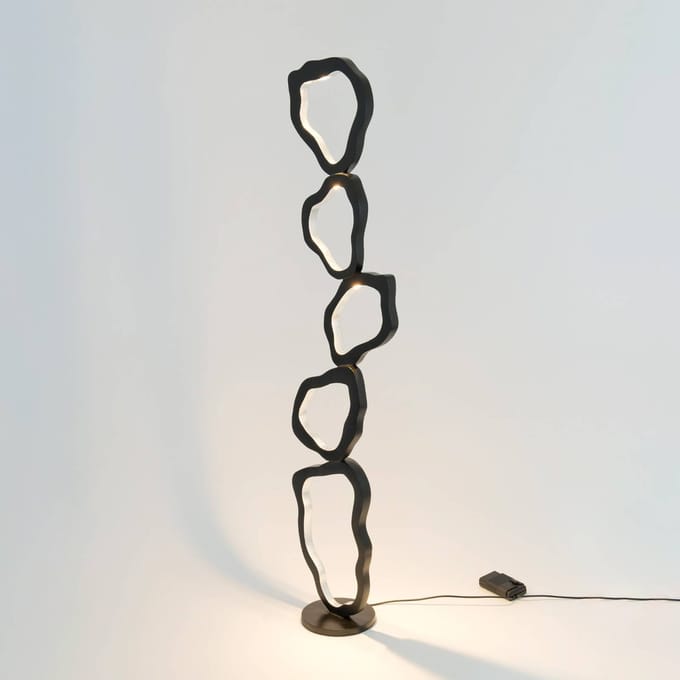 Holländer LED vloerlamp Infernale, zwart/zilver, 5-lamps, ijzer