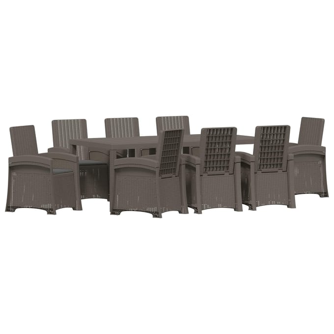 vidaXL - Tuin - Eettafel - Set - 9 - st - Lichtgrijs - en - antracietkleurig - PP