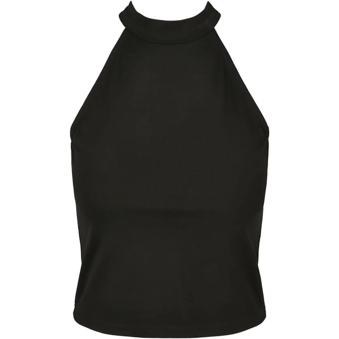 Build Your Brand - Turtle Neck Dames Crop Top - Black maat M