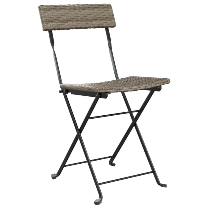 vidaXL - Opklapbare - stoelen, - 2 - stuks, - grijs, - van - polyrotan - en - staal.