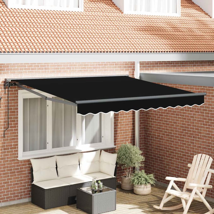 vidaXL - Zonnescherm - Frame - Zwart - 350 - x - 250 - cm - Polyester - met - PU-coating