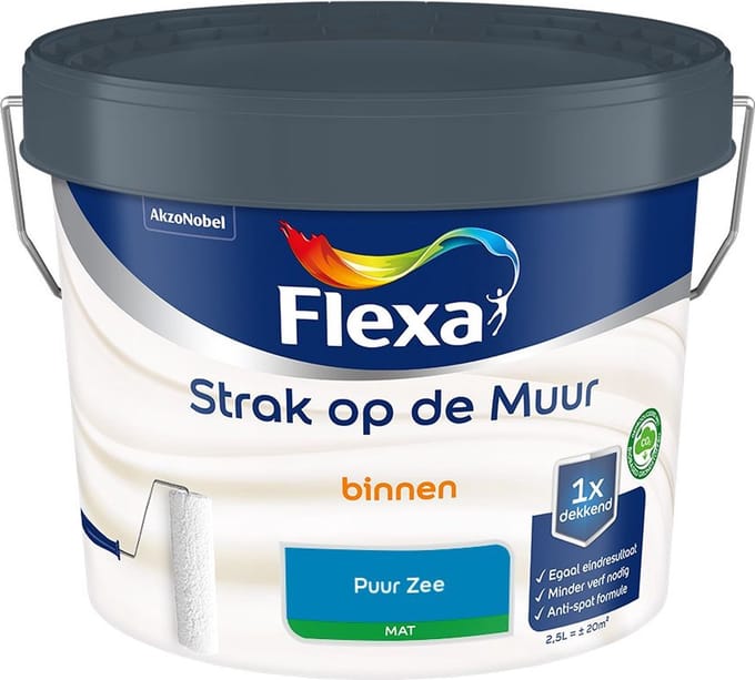 Flexa - Strak Op De Muur Binnen Mat - Puur Zee - Mengverf - 2,5 L
