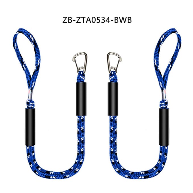 2 stuks 4ft Bungee Dock-lijnen met haak voor boot, jetski, ponton, kajak, waterscooters black