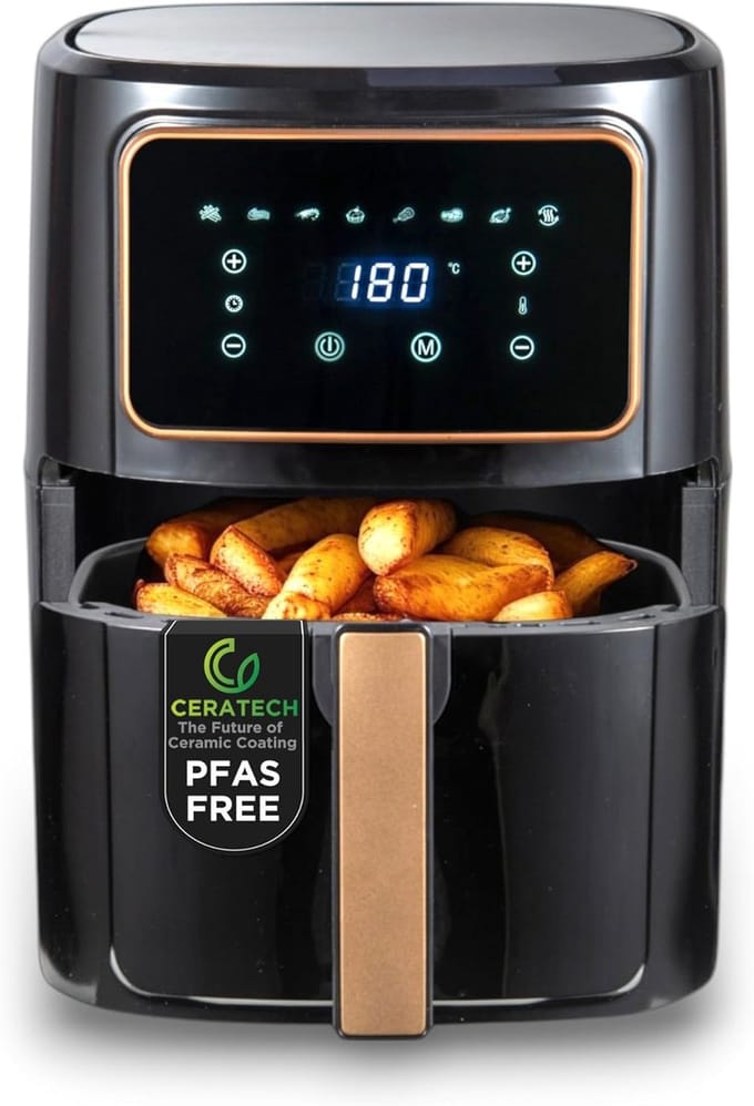Heteluchtfriteuse - Airfryer - Gezond Koken - 8 Programma's - 6.9 Liter - Koper