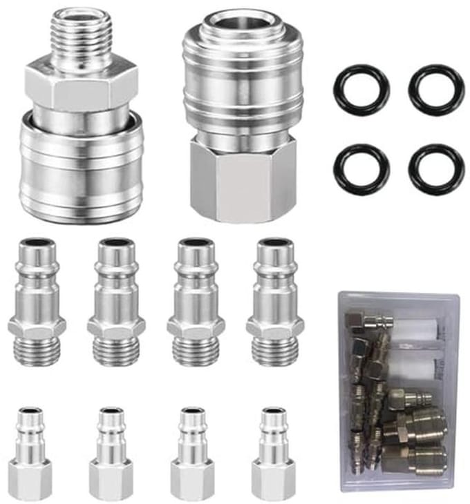 Persluchtkoppelingen Set van 10 - 1/4 inch Snelaansluitingen voor Pneumatisch Gereedschap