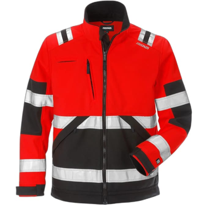 Fristads Hi Vis Softshelljack Klasse 2 4083 Wyh - Hi-Vis rood/zwart - M