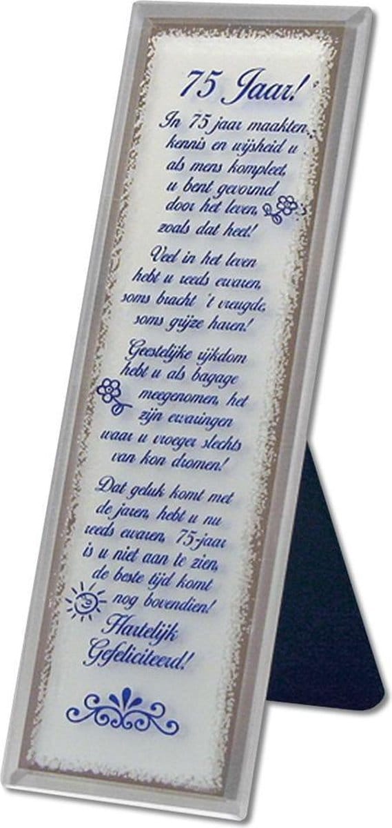 Decoratieve spiegel met tekst: Voor de 75 jarige!